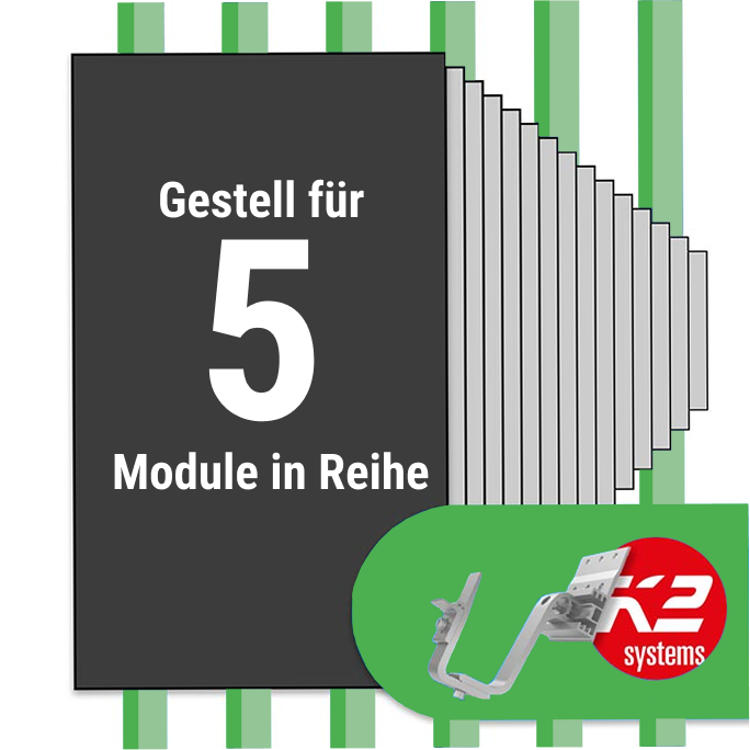 K2 Montage Paket Ziegeldach: 1 Reihe x 5 Module (K2 4S: Jeder Sparren)