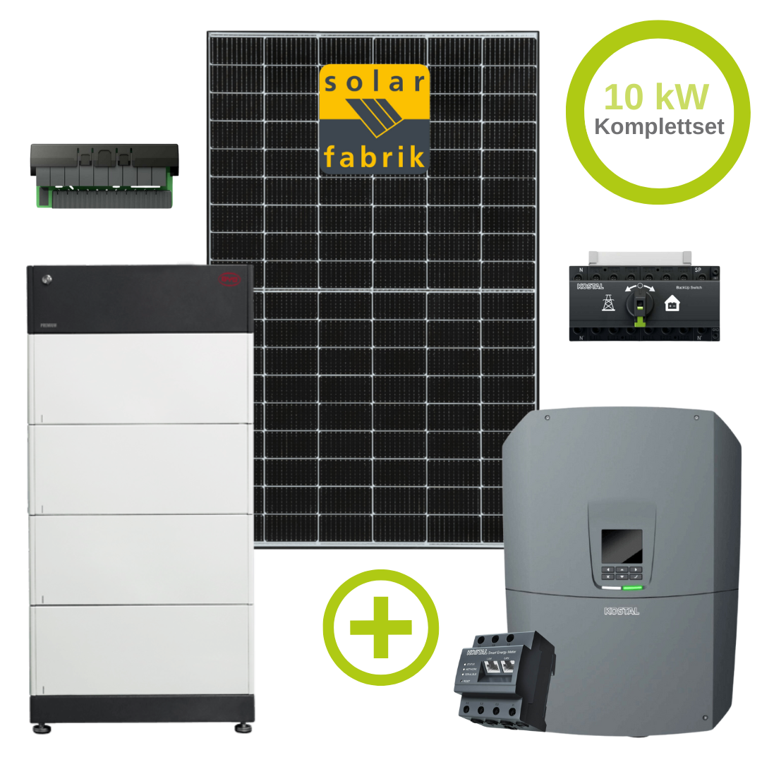 12.6 kW Photovoltaik Notstrom Bundle Komplett Solar Fabrik 450 W / Kostal G3 / BYD HVS inkl. K2 Montage Material