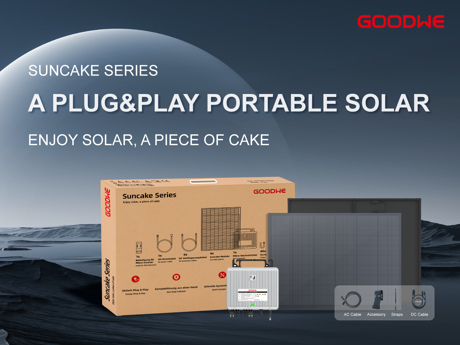 GoodWe Suncake 820 W Balkonkraftwerk Komplett-Set (inkl. Montage Set) zur 1 Person Montage