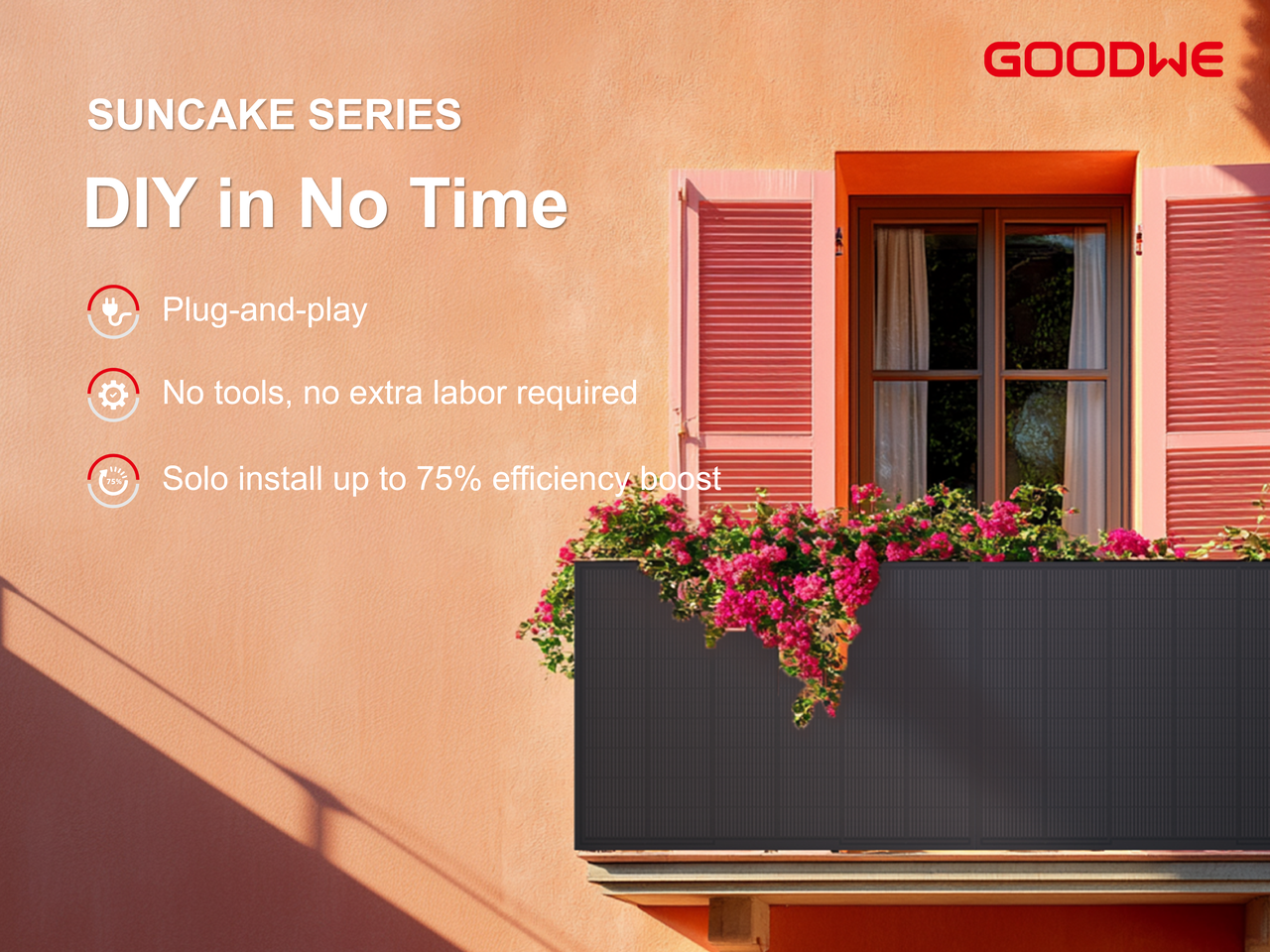GoodWe Suncake 820 W Balkonkraftwerk Komplett-Set (inkl. Montage Set) zur 1 Person Montage